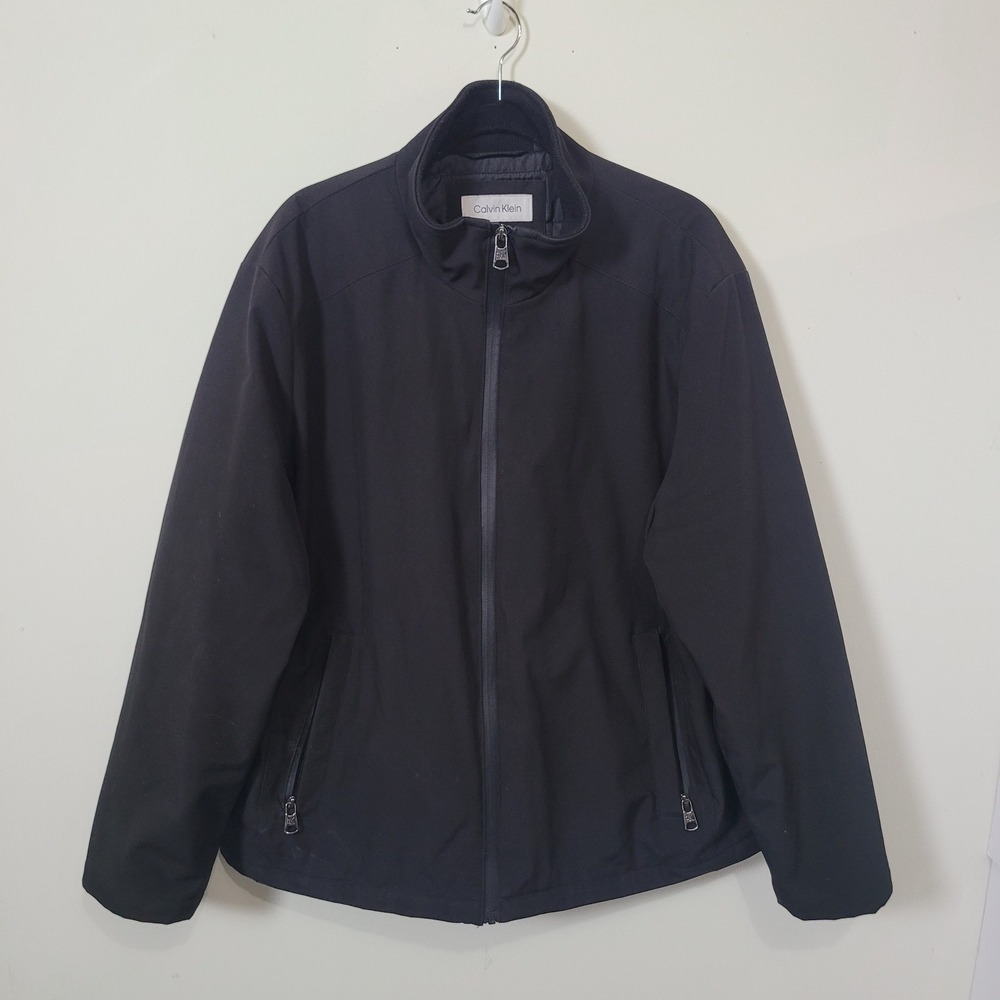 Calvin Klein XL Softshell Jacket Mens Black Full Zip Mock Neck CMJOH4011D